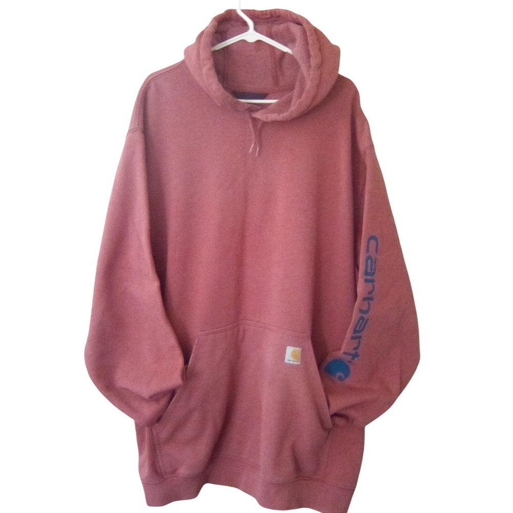 Carhartt Men 3XL Tall Loose Fit Graphic Sleeve Hoodie Dusty Rose K288 Sweatshirt